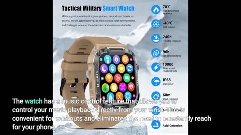 Military Smart Watches for Men (Answer Call), 2023 1.85" Waterproof Tactical Rugged Smartwatch