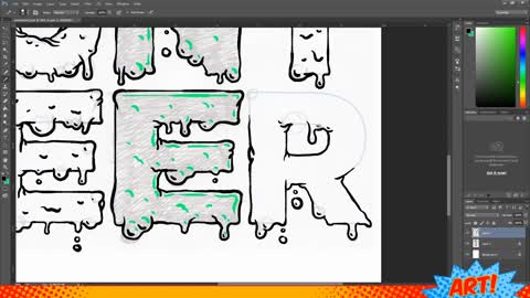 Sketching a melty letter design in Adobe Photoshop