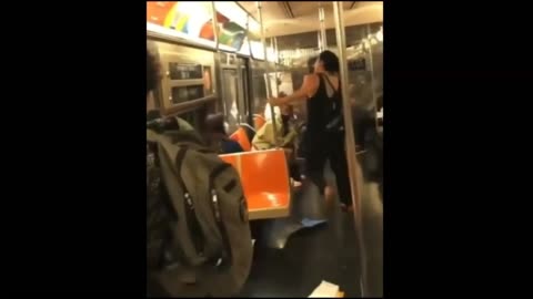 Woman Patriot Warrior on NY Subway Tears down Offensive Sex Ads!