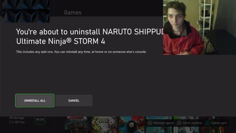 Tutorial For How To Uninstall Naruto Shippuden Ultimate Ninja Storm 4 From The Xbox One's Hard Drive