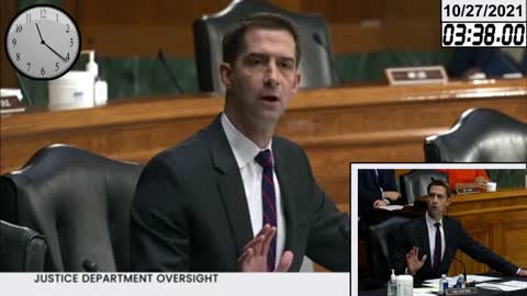 Sen Tom Cotton punishes A.G. Garland on FBI memo * 10-27-2021