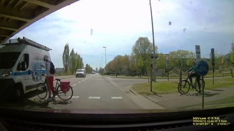Cyclists Fail to Give Way While Crossing Road