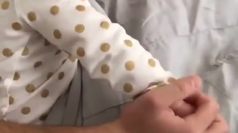 Baby girl fumes with jealousy when the mother holds the father's hand