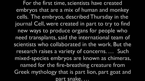 Human Monkey Embryos and Death
