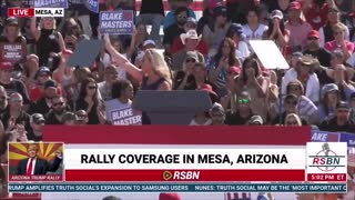 Marjorie Taylor Greene speaks on stage at the Save America rally in Arizona.