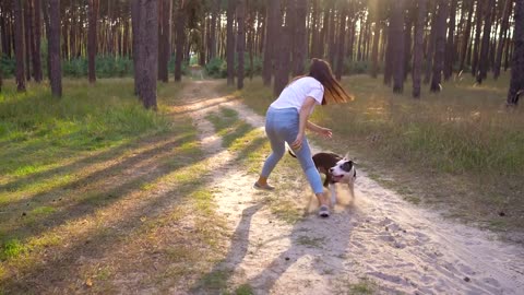 Dog playing with beautiful girl 💋💖