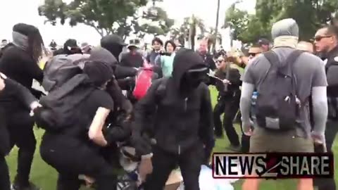 ANTIFA terrorists try to stop a Baby Lives Matter rally in Santa Monica, California