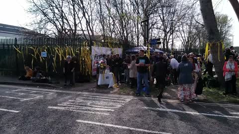 Crowd Outside Assange Wedding