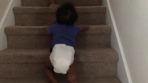 Blasian Baby Brother Climbs Up Stairs!