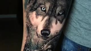 Tatuaje lobos realistico