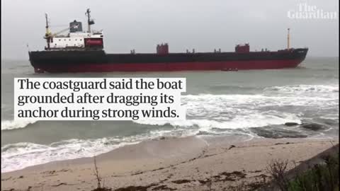 Cornish coastguards refloat grounded Russian cargo ship