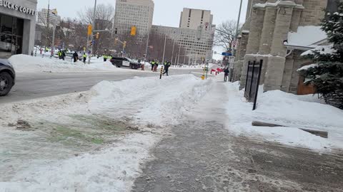 Freedom Protest - Ottawa Feb.20. You can clearly see the police VASTLY outnumber the protesters.