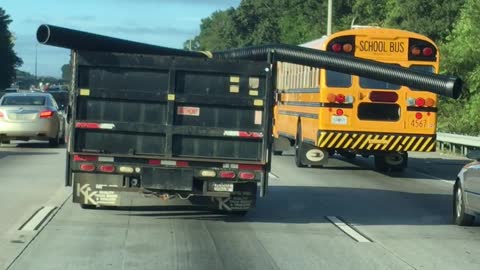 Construction Pipe Smashes Into Countless Cars