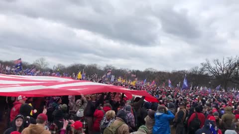 Giant Flag Moving Across at the Save America March