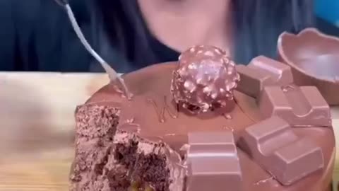 ASMR :Beautiful Huge Chocolate Cake Platter & Chocolate Milk