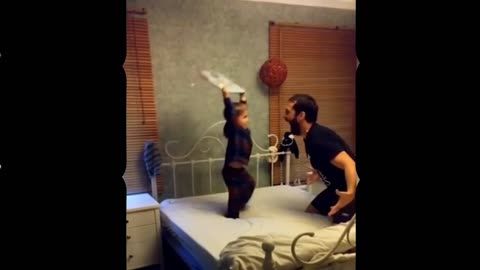 Father son smackdown! Dad stages cute wrestling competition