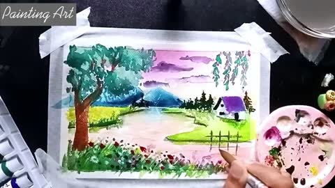 Using watercolor to paint beautiful landscapes, tutorials for beginners