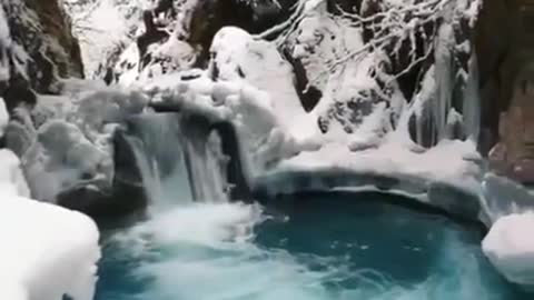 Wonderful look of icy waterfalls