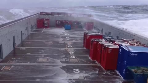 North Sea Waves Batter Ship