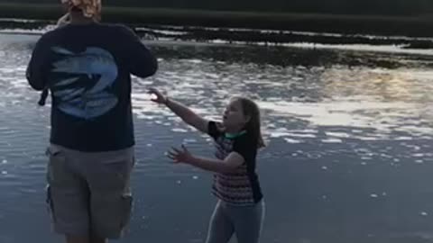 Teaching my daughter trout fishing