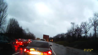 Car Forced off Road by Impatient Driver