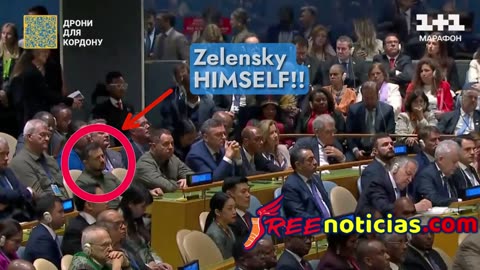 Zelensky listening to himself at the UN Generall Assembly
