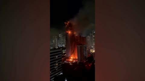 Raging fire engulfs high rise building in Brazil