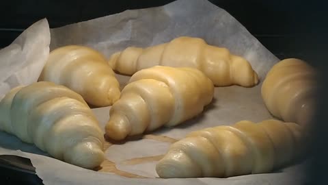 Croissants baked in the oven