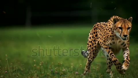 Cheetah Running Super Slow Motion Front View