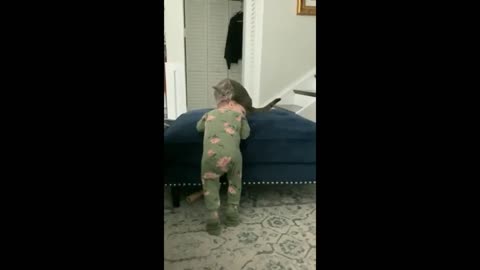 Cat love with Human Child
