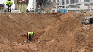 Construction activity at the building of the new convention center in Las Vegas.