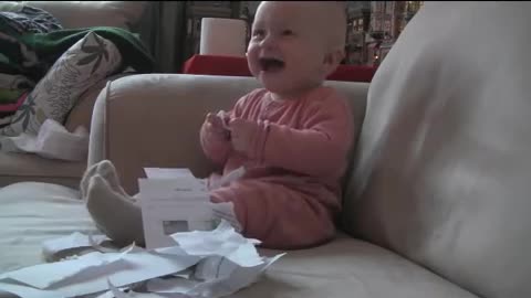 Baby Laughing at Ripping Paper