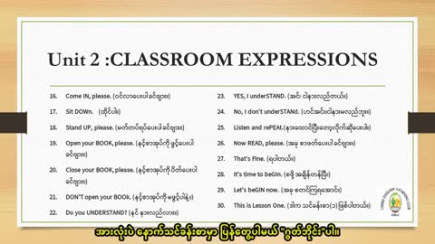 English 900: Book 1 Unit 2 Classroom Expressions