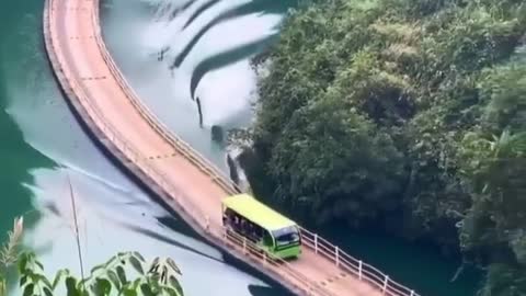 A beautiful floating bridge at a scenic area in Enshi city