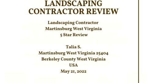 Landscape Martinsburg West Virginia 5 Star Video Review