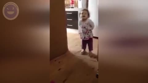 Funny little girl fighting with her mom.