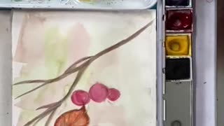 Leaves and Berries Watercolor Tutorial