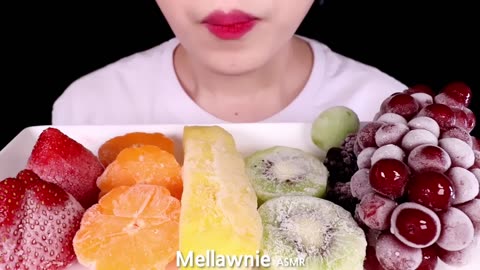 ASMR Frozen Fruits: Strawberry, Grape, Kiwi, Pineapple, Blackberry, etc. Eating Sounds Mukbang