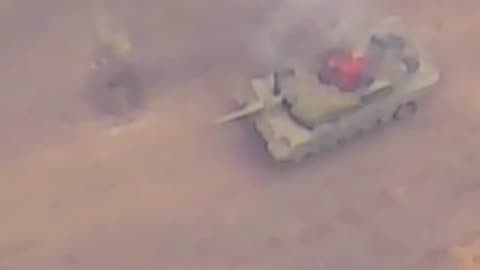 Cheap Russian quadrotor drone cooked up German Leopard 2A6 tank in Rabotino Ukraine