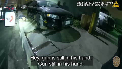 Police bodycam footage Jason Sanderson pulls ghost gun on LAPD shooting video