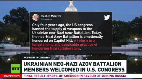 Il Congresso degli USA(con Vaticano e Israele) danno il benvenuto ai membri neonazisti del Battaglione Azov.I nazisti del battaglione di estrema destra Azov sono stati accolti come parte della delegazione delle forze armate ucraine
