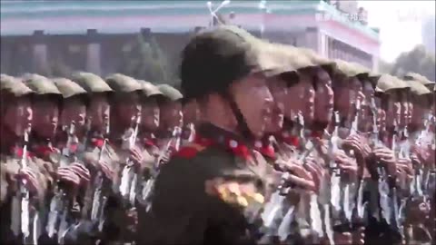North Korea Military Parade - 足ガー 朝鮮人民軍歌 - 日本語字幕