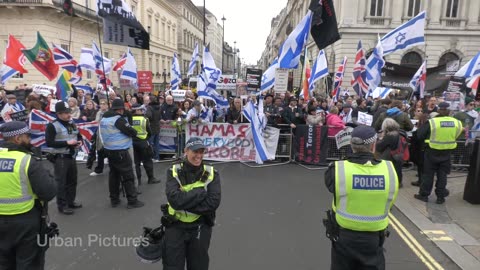 GLOBALIST PROTESTS.. pro-Palestine protesters FACE OFF with pro-Israel demo in Central London