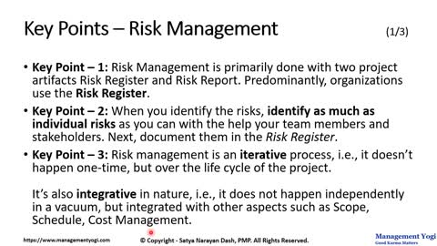 MANAGEMENT YOGI: Key Points - Risk Management