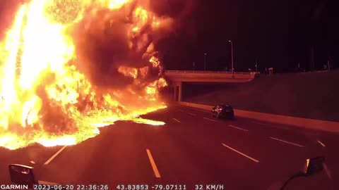 Dash Cam Footage Explosive Accident With Fiery Conclusion