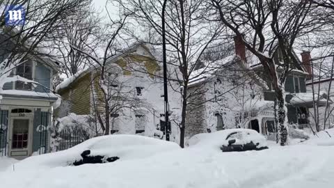 Extreme weather Gas station collapses from snow storm in Buffalo, New York