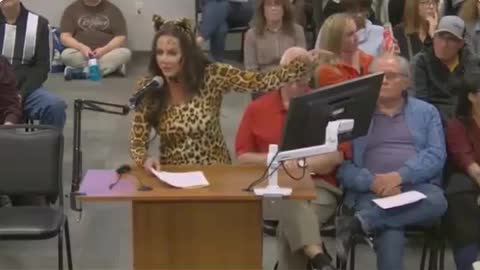 Patriot mother destroys school board by dressing as cat and displaying the absurdity of woke beliefs