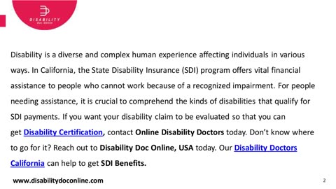Types Of Disabilities That Can Get SDI Benefits In California