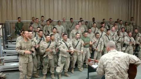 U.S. Marines Sing "LORD I Lift Your Name On High"