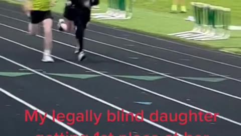 Legally blind girl wins school race! ❤️‍🔥🥲 Beautiful!